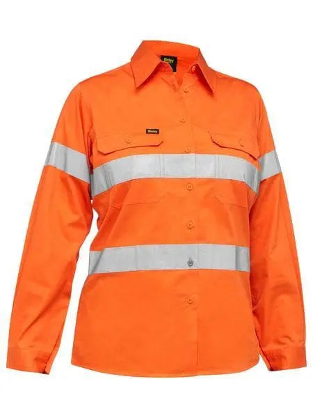 Bisley Women's Taped Hi Vis Cool Lightweight Drill Shirt BL6897 Bisley Workwear